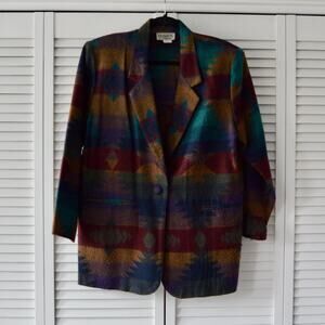 Michael K. & Company Vintage Southwest Aztec Acrylic Blazer | Size Large
